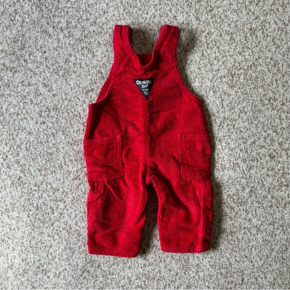 5/$25 Oshkosh Baby Red Corduroy Overalls - Picture 4 of 5